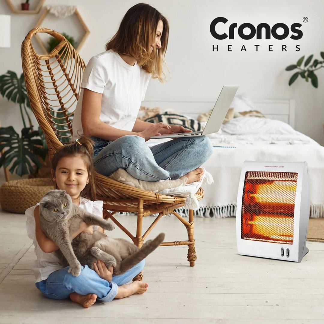 Chauffage à quartz Cronos, puissance 400/800W, 2 tubes à quartz, blanc, NSB-80