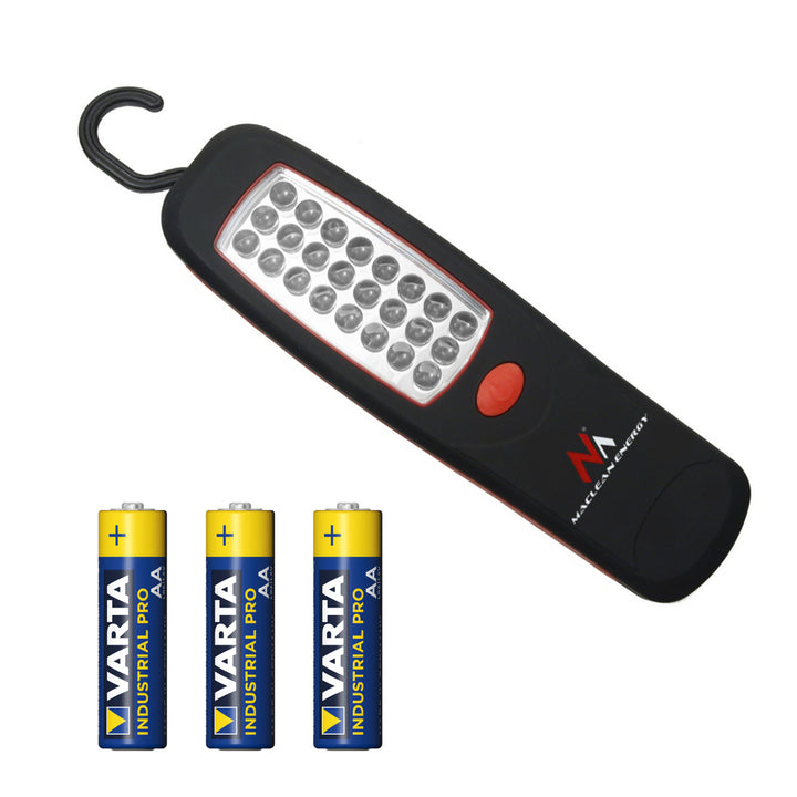 Lampe à 24 LED Maclean, magnes, hak, 3xAA, MCE03 + 3x bateria Varta Industrial LR6/AA R-06