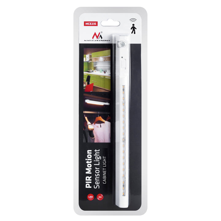 Lampe LED Maclean, avec capteur mobile, crochet, ON/OFF/AUTO, temp. 4000K, portée 3m, MCE235 + 3x Varta Industrial AAA piles alcalines