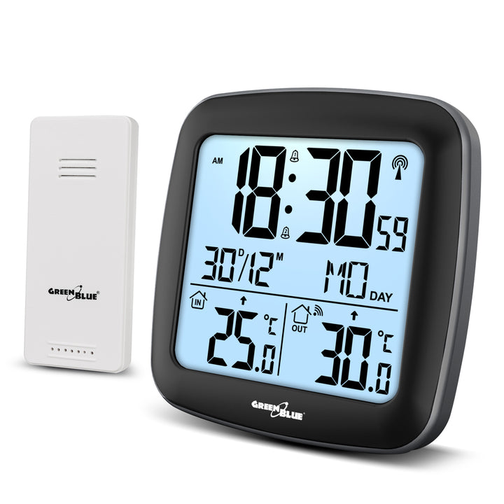 Station météo sans fil GreenBlue, avec DCF, calendrier, alarme, GB542 + 4x Varta Industrial AAA pile alcaline