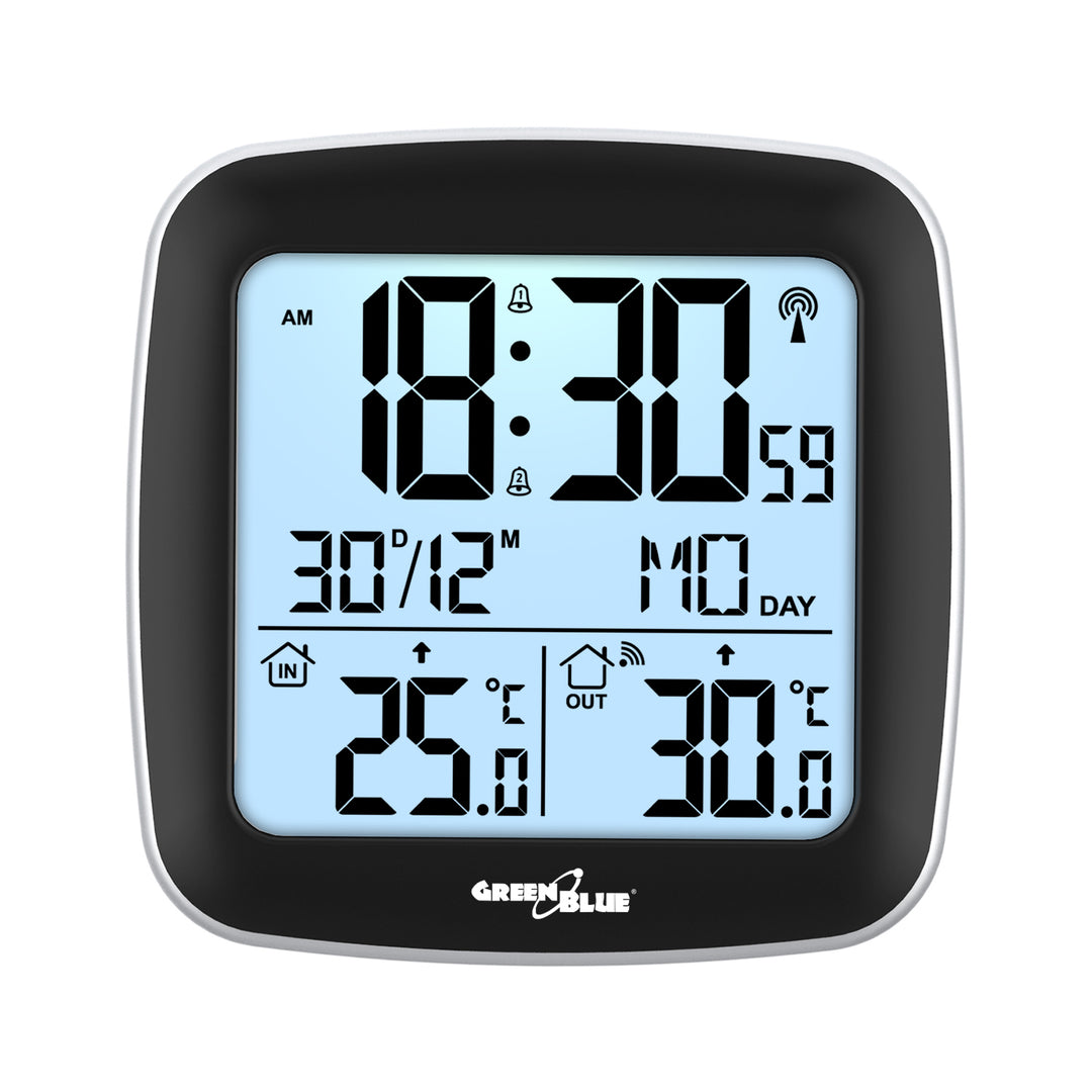 Station météo sans fil GreenBlue, avec DCF, calendrier, alarme, GB542 + 4x Varta Industrial AAA pile alcaline