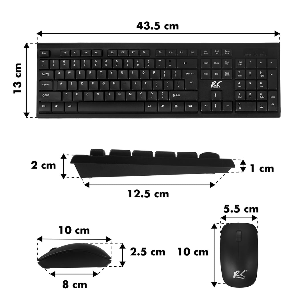 Clavier + souris sans fil COMBO NanoRS, RS580 + 2 piles alcalines AAA Varta Industrial