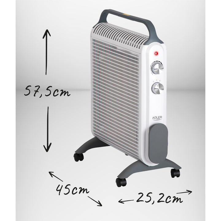 Convecteur de chauffage, sur roulettes, 2 niveaux de puissance, max 2000W, thermostat, AD 7750