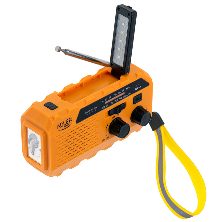 Radio solaire Adler, batterie rechargeable de 1200 mAh, torche, manivelle, AD 1197