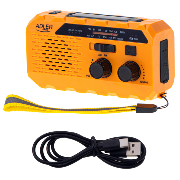 Radio solaire Adler, batterie rechargeable de 1200 mAh, torche, manivelle, AD 1197
