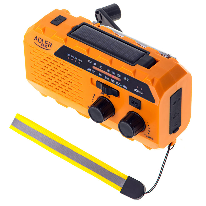 Radio solaire Adler, batterie rechargeable de 1200 mAh, torche, manivelle, AD 1197