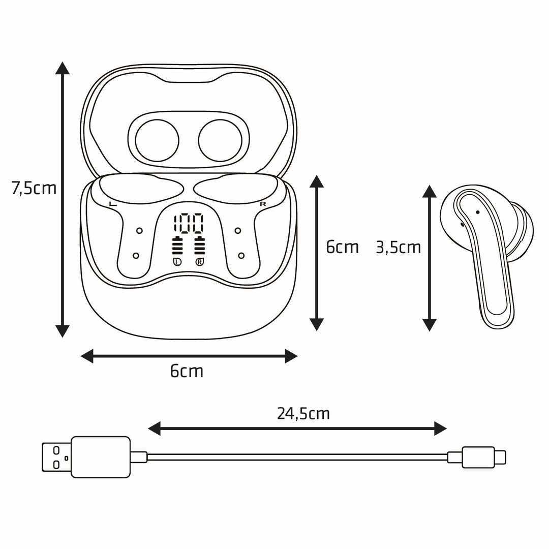 Casque sans fil Audiocore, ANC hybride, ENC, 6 microphones, étui de chargement, Tuya, AC591 PRO