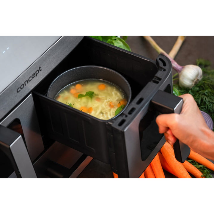 Concept friteuse sans graisse, 3 tiroirs séparés, cuisson synchronisée, 8 programmes préréglés, FR9000