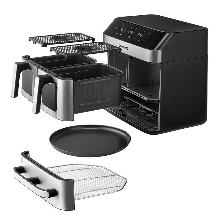 Concept friteuse sans graisse, 3 tiroirs séparés, cuisson synchronisée, 8 programmes préréglés, FR9000