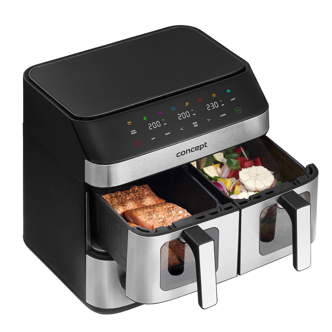 Concept friteuse sans graisse, 3 tiroirs séparés, cuisson synchronisée, 8 programmes préréglés, FR9000
