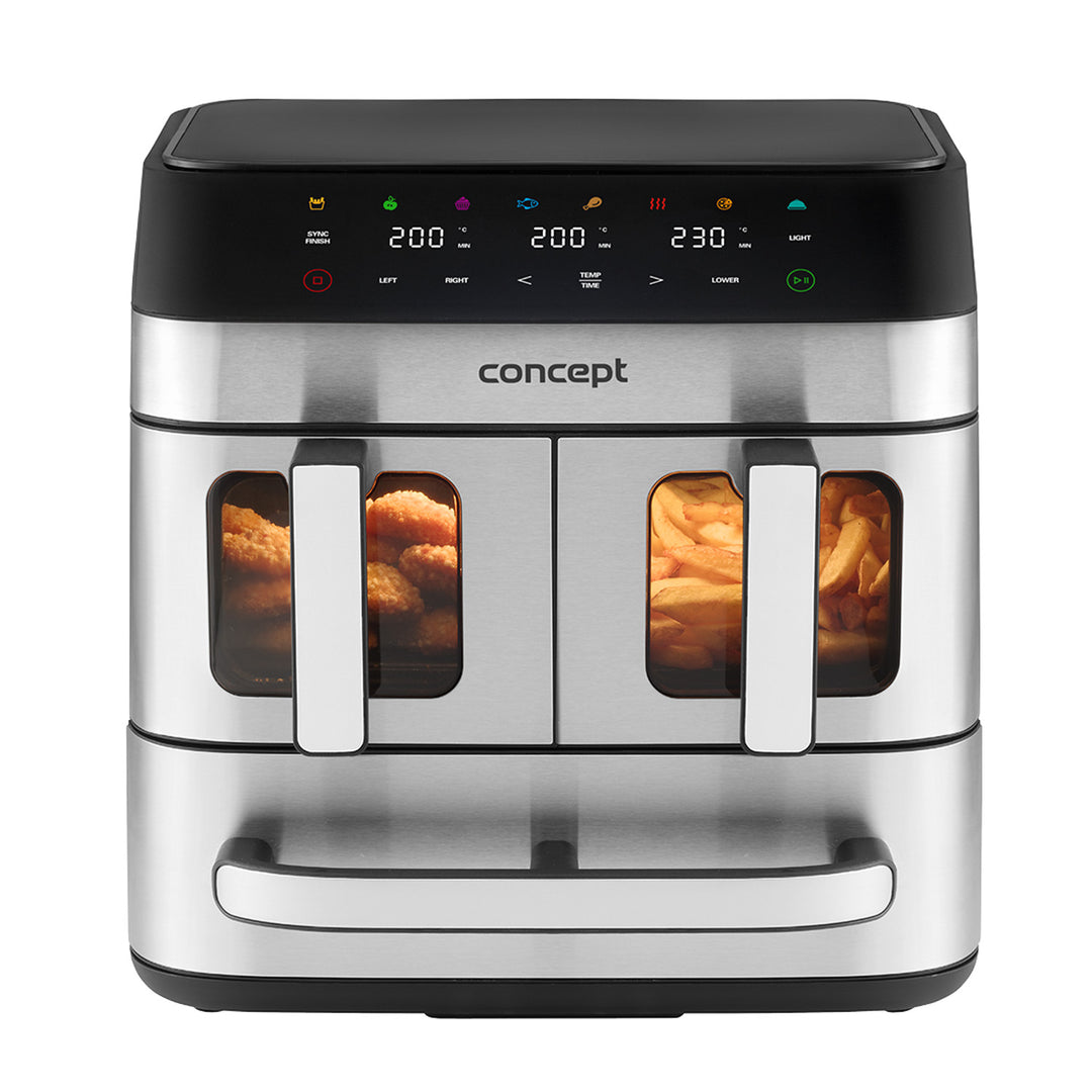 Concept friteuse sans graisse, 3 tiroirs séparés, cuisson synchronisée, 8 programmes préréglés, FR9000