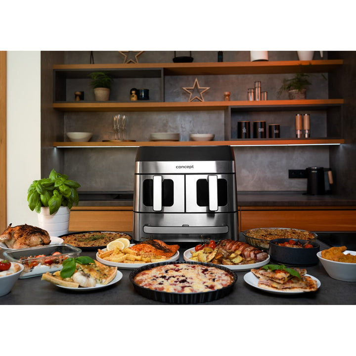 Concept friteuse sans graisse, 3 tiroirs séparés, cuisson synchronisée, 8 programmes préréglés, FR9000