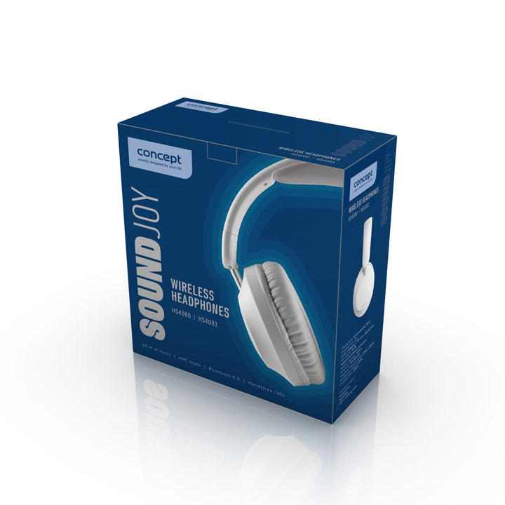Casque intra-auriculaire sans fil Concept SoundJoy, jusqu'à 45 heures d'autonomie, Bluetooth 6.0, chargement rapide, annulation active du bruit jusqu'à 18 dB, blanc, HS4081