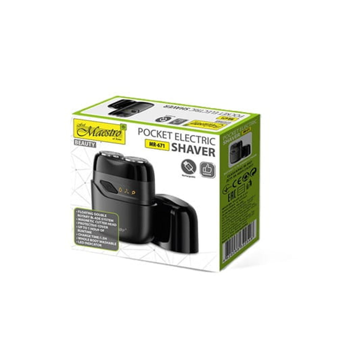 Rasoir électrique Maestro, 2 têtes, chargeur USB C, autonomie jusqu'à 60 minutes, nettoyage facile, MR-671