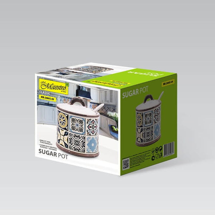 Sucrier en céramique Holiday in Porto par Maestro, capacité 300ml, complet avec cuillère en céramique, MR-20005-09