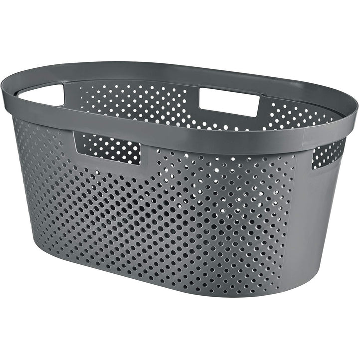 Curver Infinity Panier à linge recyclé, capacité 40L, gris foncé, 100% recyclé, 245675