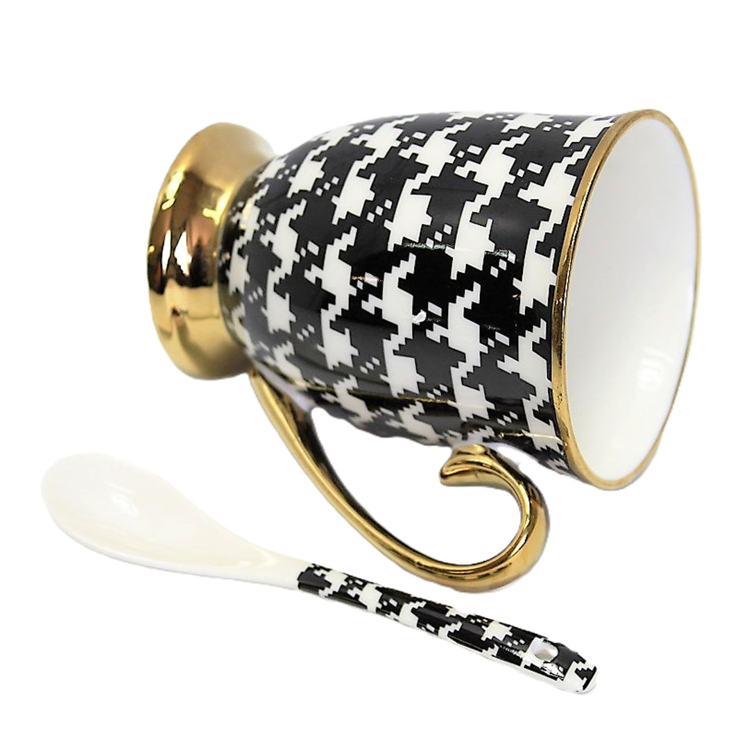 Mug Pepite Gold Handle Base Spoon Porcelain Exclusive, Queen Isabel