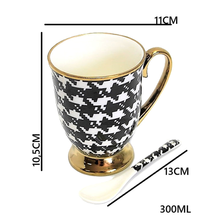 Mug Pepite Gold Handle Base Spoon Porcelain Exclusive, Queen Isabel