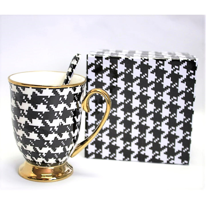 Mug Pepite Gold Handle Base Spoon Porcelain Exclusive, Queen Isabel