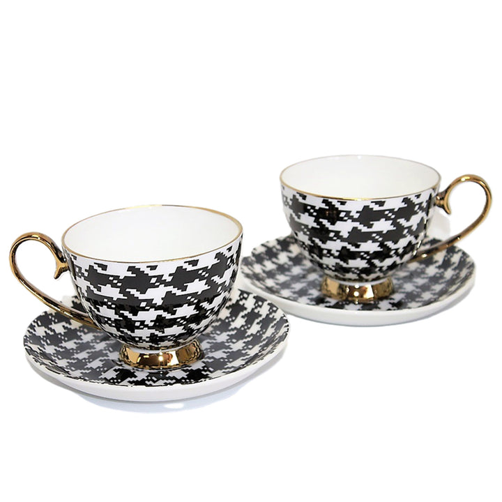 Tasses à espresso 2+2 Pepite Gold Accents Porcelaine, Reine Isabel