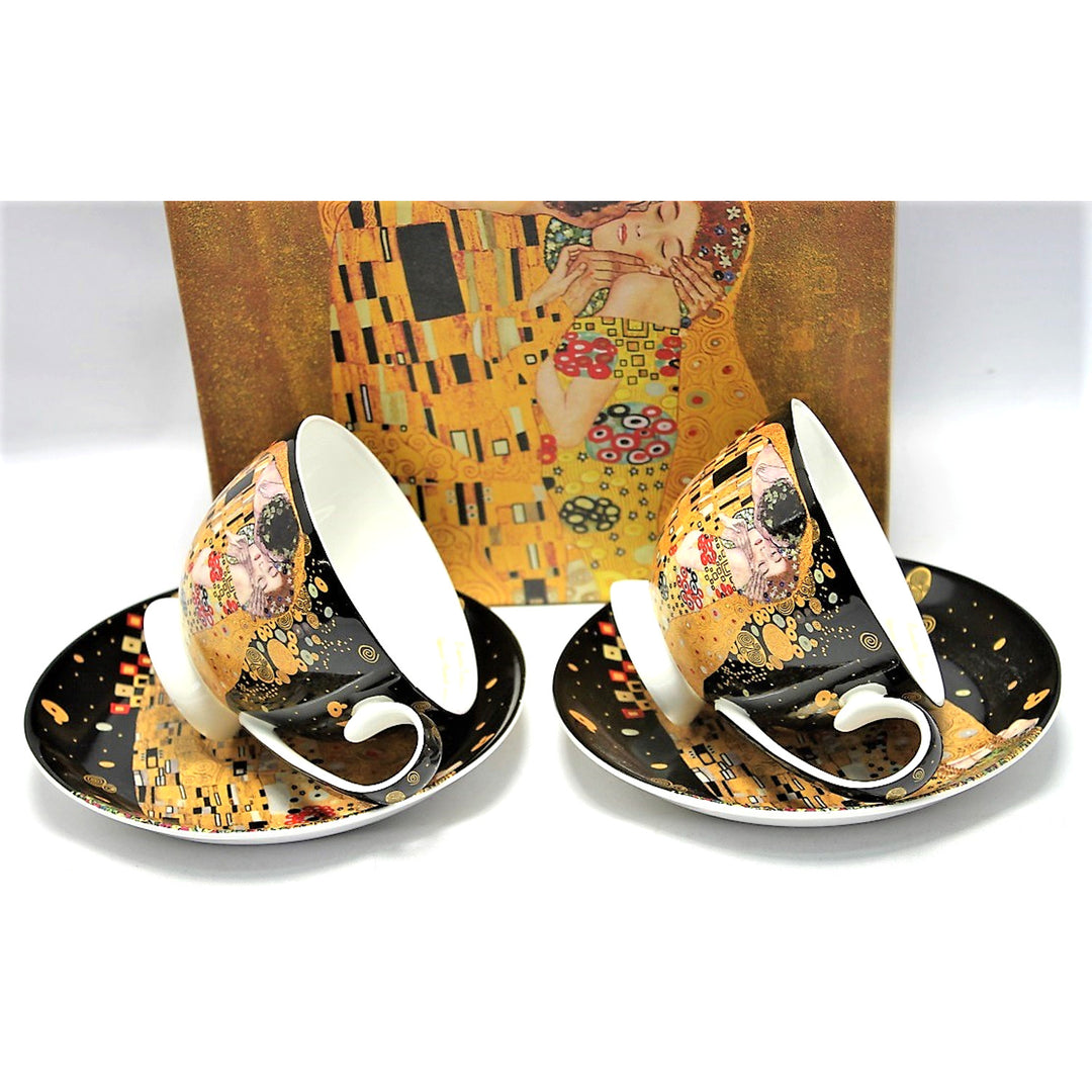 Set de 2 tasses en porcelaine Reine Isabelle, motif Baiser de Klimt, 250ml, W8KL356-22383