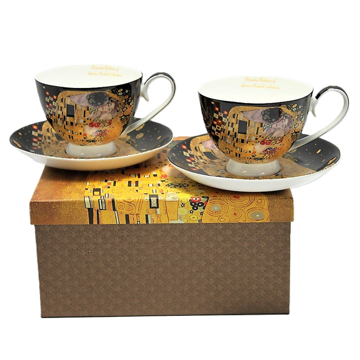 Set de 2 tasses en porcelaine Reine Isabelle, motif Baiser de Klimt, 250ml, W8KL356-22383