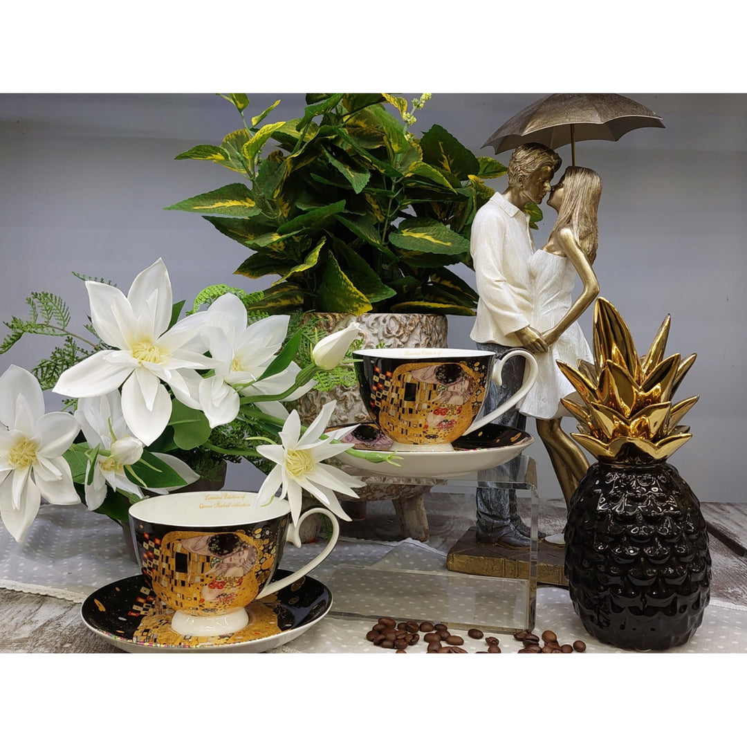 Set de 2 tasses en porcelaine Reine Isabelle, motif Baiser de Klimt, 250ml, W8KL356-22383