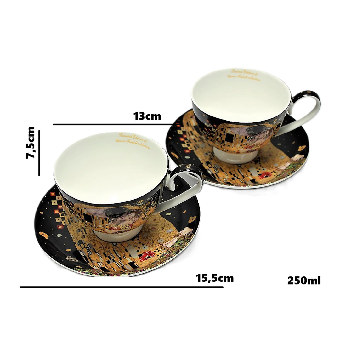 Set de 2 tasses en porcelaine Reine Isabelle, motif Baiser de Klimt, 250ml, W8KL356-22383