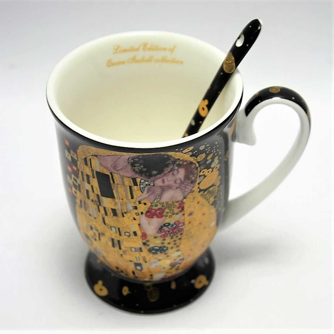 Tasse en porcelaine Reine Isabel avec cuillère, cuillère, motif Baiser de Klimt, 300ml, W9KL338-09121