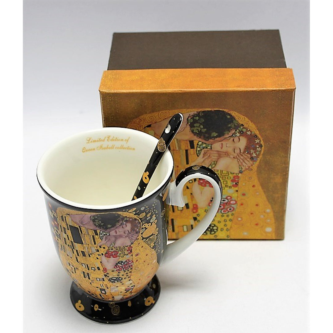 Tasse en porcelaine Reine Isabel avec cuillère, cuillère, motif Baiser de Klimt, 300ml, W9KL338-09121