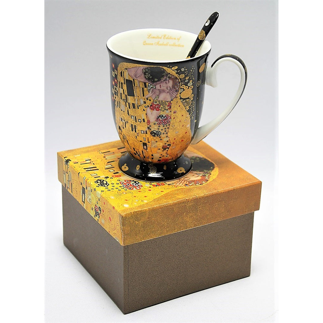 Tasse en porcelaine Reine Isabel avec cuillère, cuillère, motif Baiser de Klimt, 300ml, W9KL338-09121