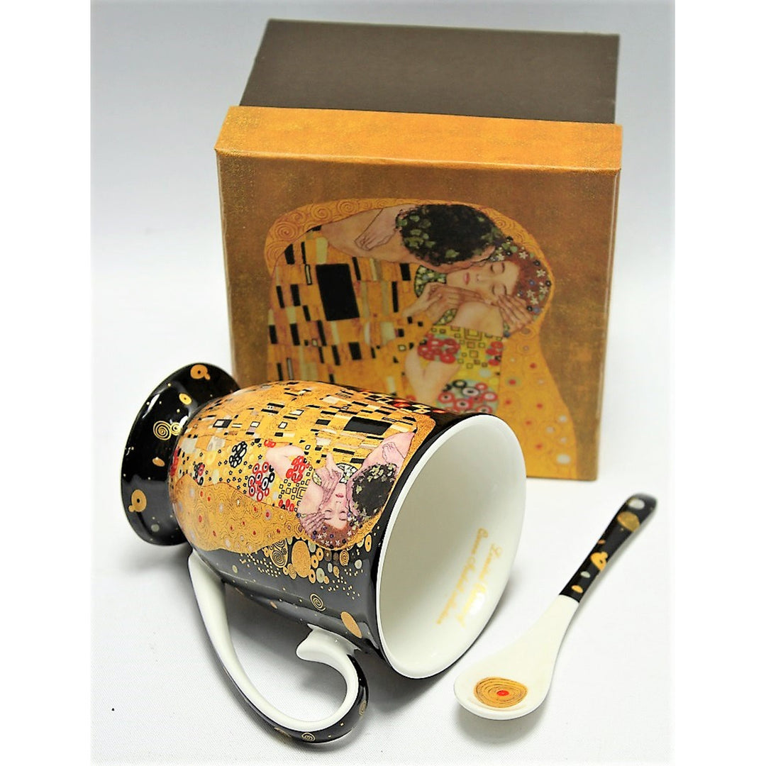 Tasse en porcelaine Reine Isabel avec cuillère, cuillère, motif Baiser de Klimt, 300ml, W9KL338-09121