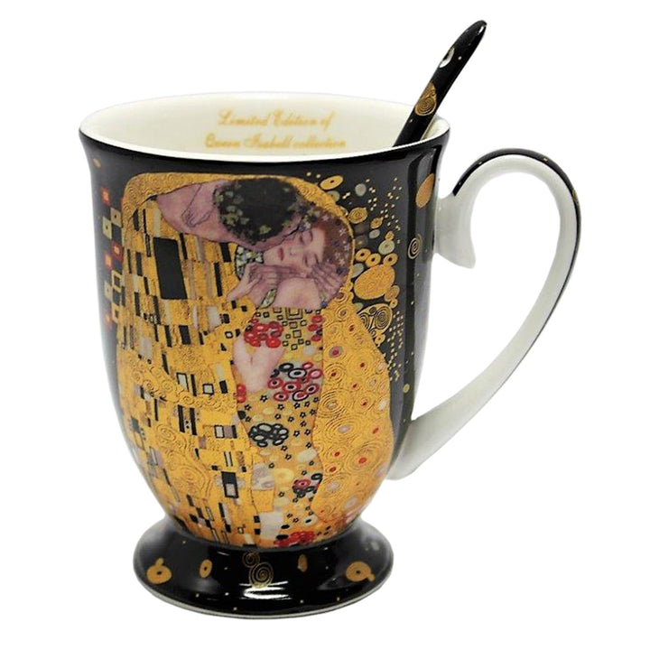 Tasse en porcelaine Reine Isabel avec cuillère, cuillère, motif Baiser de Klimt, 300ml, W9KL338-09121