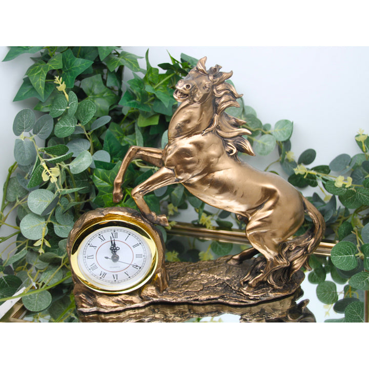 Figurine de cheval grimpant, horloge, sculpture en bronze, chiffres romains, reine Isabelle
