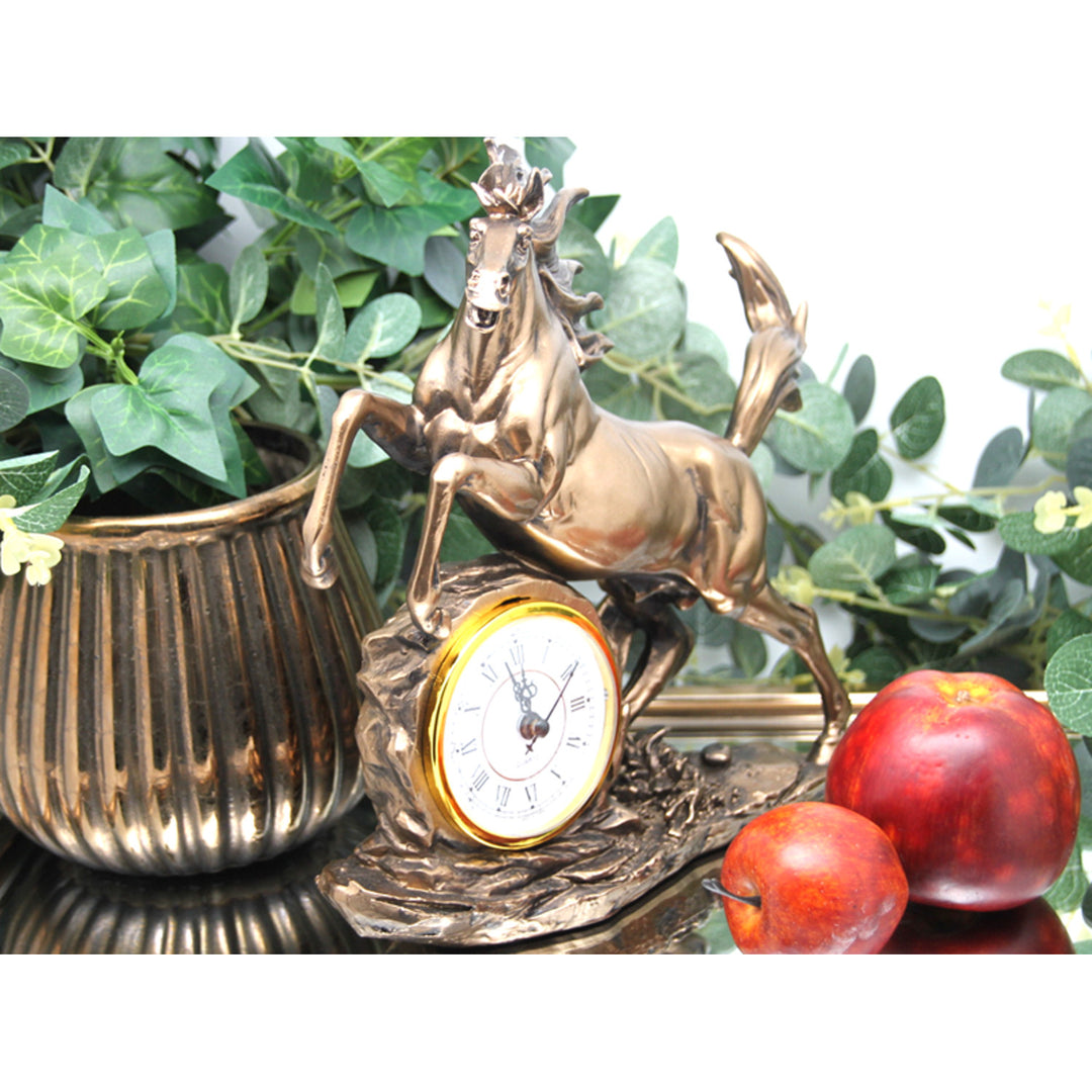 Figurine de cheval sauteur, horloge, décoration en bronze, Reine Isabel