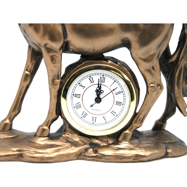 Figurine de cheval debout, horloge, sculpture décorative en bronze, Reine Isabel
