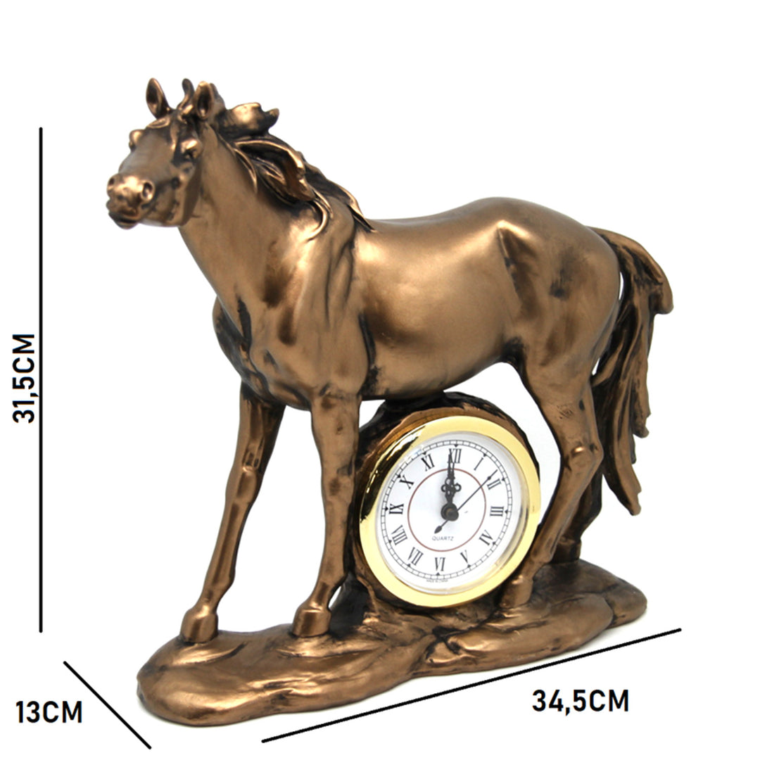 Figurine de cheval debout, horloge, sculpture décorative en bronze, Reine Isabel
