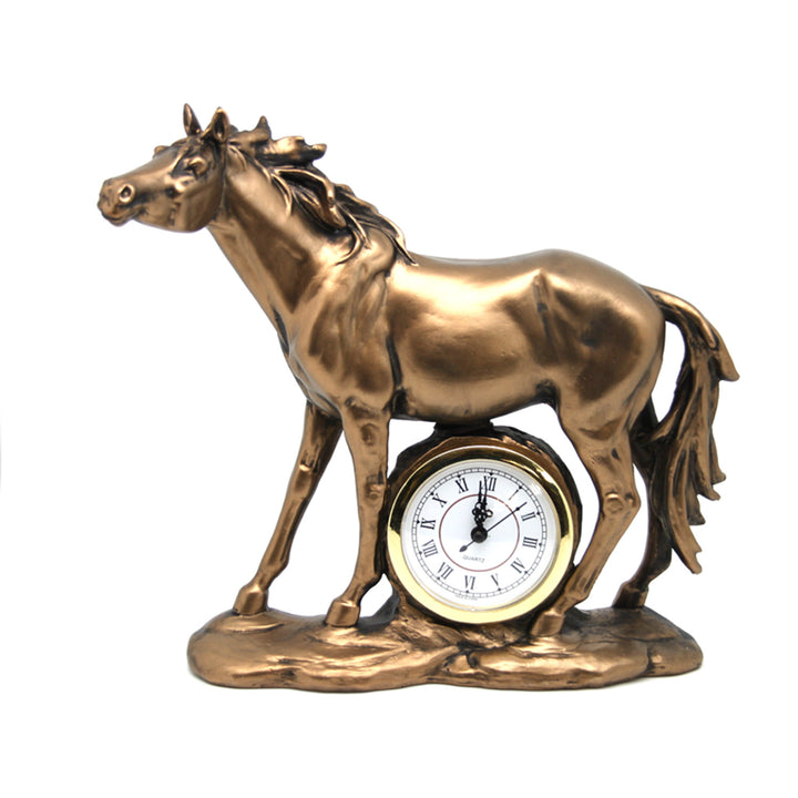 Figurine de cheval debout, horloge, sculpture décorative en bronze, Reine Isabel