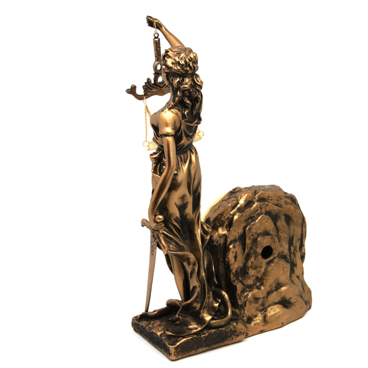 Figurine de Temida Déesse de la Justice, horloge, Reine Isabel