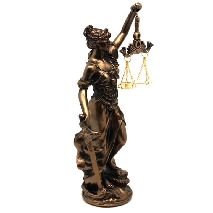 Figurine de Temida avec balance et épée, sculpture juridique en bronze, Reine Isabel