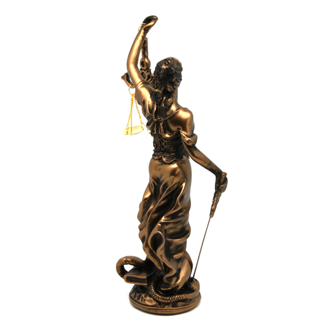 Figurine de Temida avec balance et épée, sculpture juridique en bronze, Reine Isabel