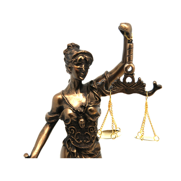 Figurine de Temida avec balance et épée, sculpture juridique en bronze, Reine Isabel