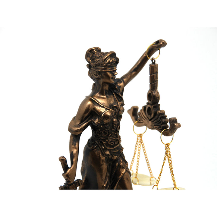 Figurine de Thémis avec balance et épée, horloge, décoration en bronze, reine Isabelle