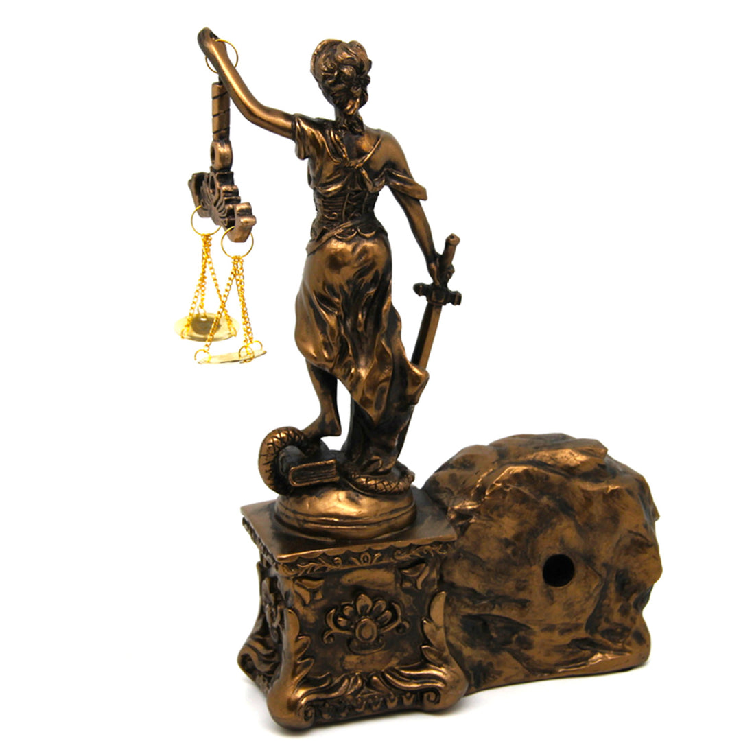 Figurine de Thémis avec balance et épée, horloge, décoration en bronze, reine Isabelle