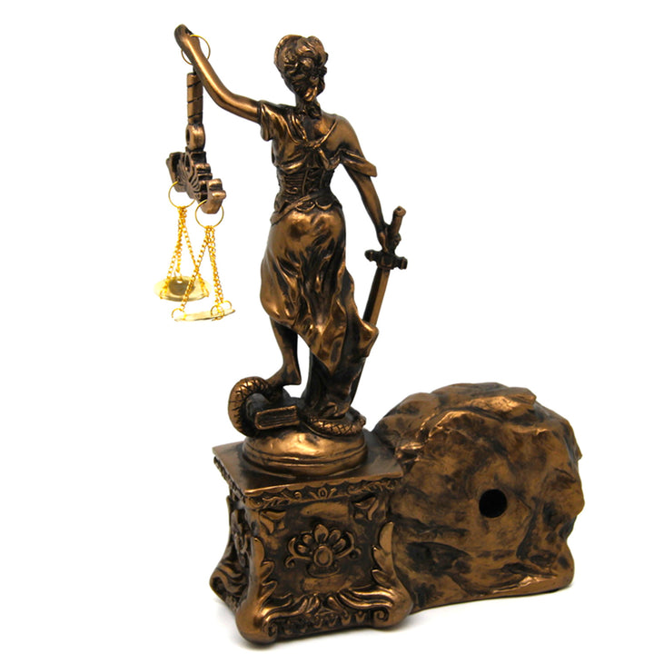 Figurine de Thémis avec balance et épée, horloge, décoration en bronze, reine Isabelle