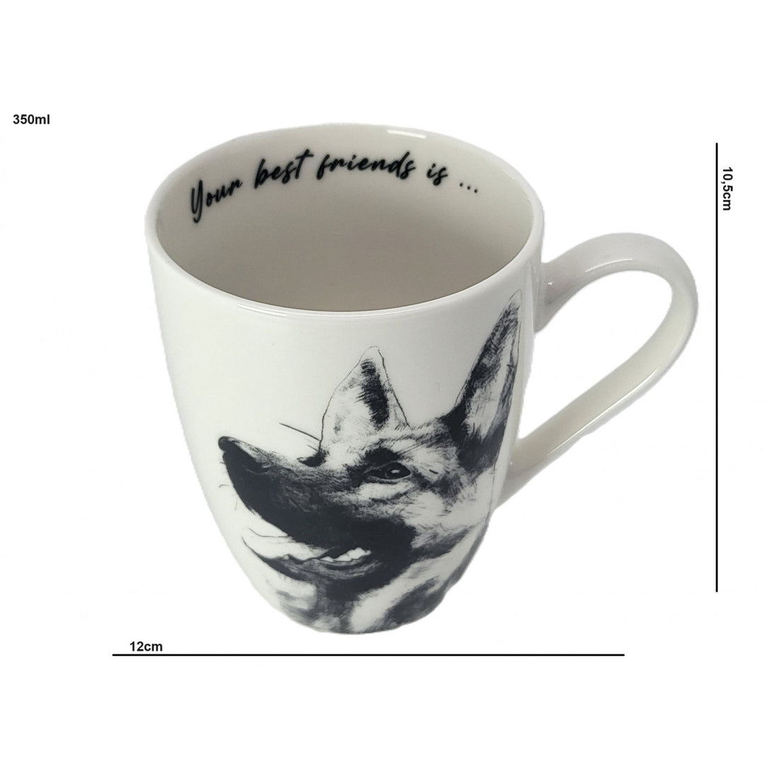 Tasse en porcelaine Reine Isabel, Berger allemand, 350ml, Q1-05232