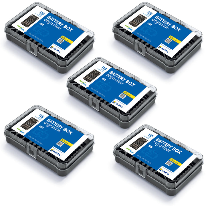 Organisateur de piles GreenBlue, couvercle transparent, 115 emplacements, Varta Box GB189, 5 pièces