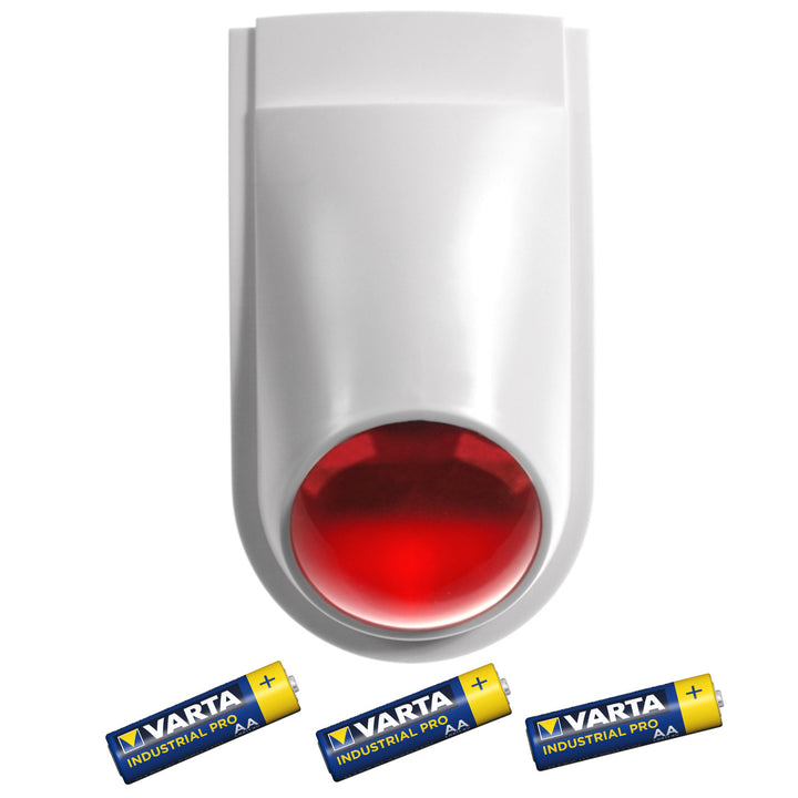 Sirène d'alarme factice avec LED, AL2030 + 3x AA Varta Industrial batteries