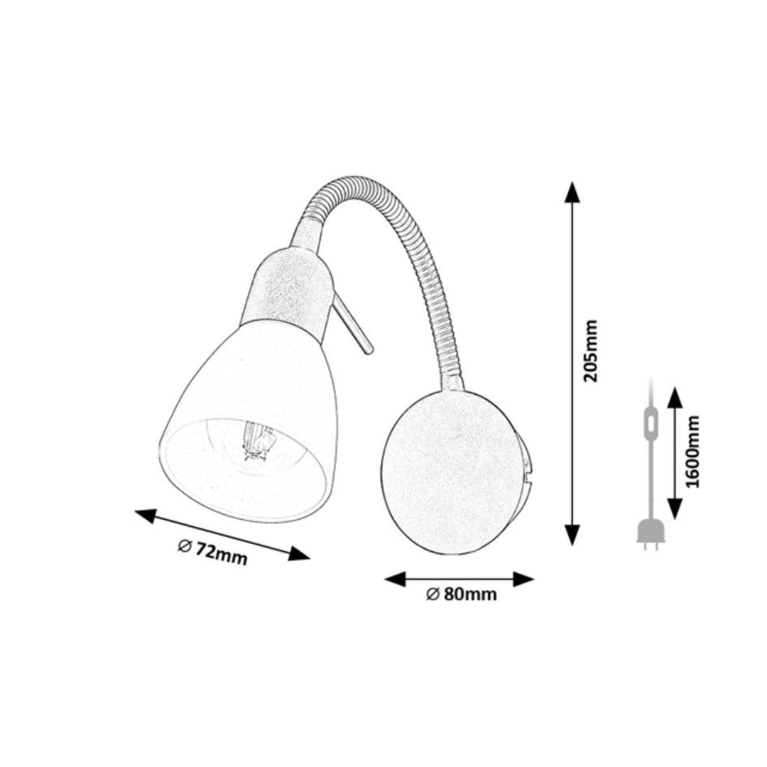Applique Rabalux, spot, culot E14, IP20, noir, Soma