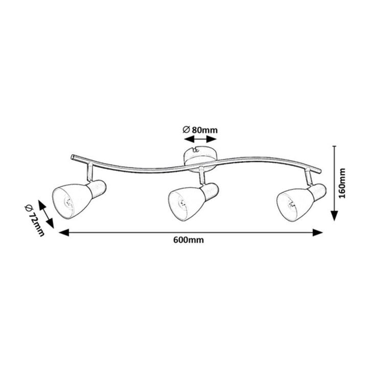 Rabalux plafonnier, spot, 3x filetage E14, IP20, noir, Soma